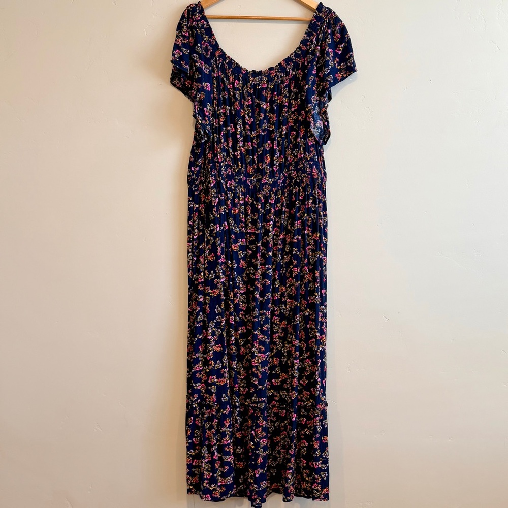 Terra & Sky Floral Print Maxi Dress - Navy and Pink - Picture 5 of 8